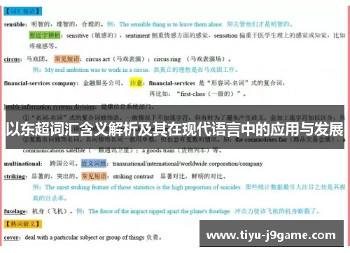 以东超词汇含义解析及其在现代语言中的应用与发展